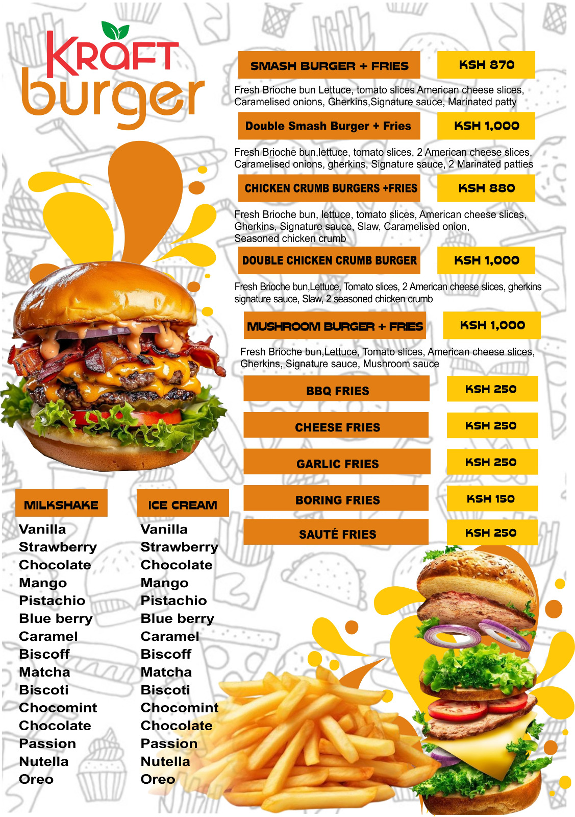 Kraft burger menu flier image 