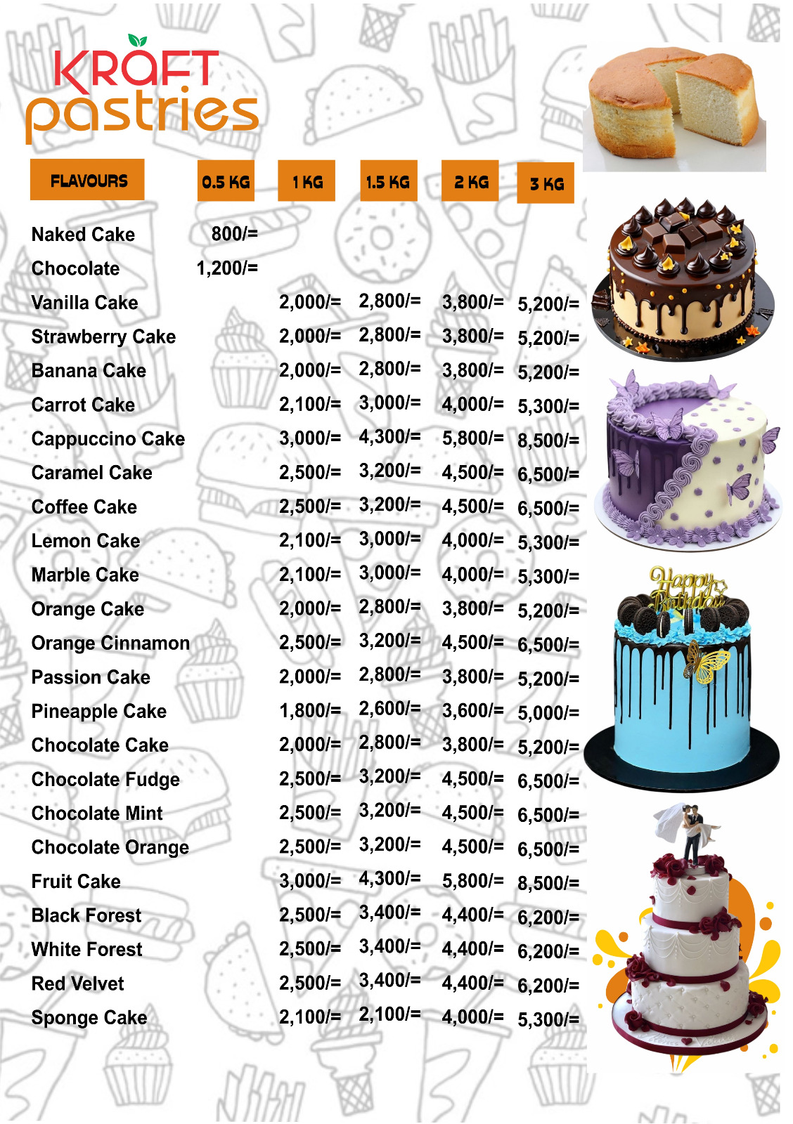 Kraft pastries menu flier image 